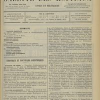 0621 - Page 609 - Sommaire / Chronique et nouvelles scientifiques. Hôpitaux de Paris / Facultés de médecine / Guerre / Ministère des colonies / Les veuves et orphelins des médecins militaires victimes du devoir professionnel