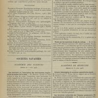 0726 - Page 714 - Sur le priapisme prolongé et son traitement chirurgical ; par MM. G. Worms..., et A. Hamant... / Sociétés savantes. Académie des sciences. (Séance du 7 avril 1913). Les sourciers et l'inscription des mouvements respiratoires au moyen de la main. M. Marage / Etude sur les injections de sels de radium. M. H. Dominici, Mme Simone Laborde et M. Albert Laborde / Académie de médecine. (Séance du 15 avril 1913). Origine hématogène de certaines appendicites aiguës. M. le Professeur F. Widal / Les dernières recherches sur l'homme quaternaire. Ses manifestations artistiques. M. Capitan