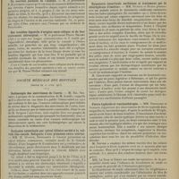0727 - Page 715 - Sociétés savantes. Académie de médecine. (Séance du 15 avril 1913). Les dernières recherches sur l'homme quaternaire. Ses manifestations artistiques. M. Capitan / Un nouveau parasite de l'homme. M. le Professeur R. Blanchard / Des troubles digestifs d'origine caeco-colique et de leur traitement chirurgical. M. le Professeur Pierre Delbet / Société médicale des Hôpitaux. (Séance du 11 avril 1913). Radioscopie des anévrismes de l'aorte. M. Em. Sergent, à propos de la communication de M. Letulle / Occlusion intestinale par calcul biliaire arrêté à la valvule iléo-caecale. Reliquats d'une grossesse extra-utérine. MM. H. Dufour, Desmarets et Legros / Dysenterie intestinale amibienne et traitement par le chlorhydrate d'émétine. MM. Dufour et Huers / Fièvre typhoïde et vaccinothérapie. MM. Thiroloix et Garsaux, d'après la méthode de Wright