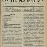 0781 - Page 769 - Sommaire / Chronique et nouvelles scientifiques. Hôpitaux de Paris / Hôpitaux de Province / Marine / L'association des médecins de la Seine / Société centrale de l'association générale des médecins de France / Renseignements