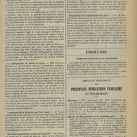 0793 - Page 781 - Sociétés savantes. Société de médecine de Paris. (Séance du 11 avril 1913). Corps étranger de l'avant-bras. M. Raoult-Deslong-Champs / La radiographie du foetus in utero. MM. Potocki, Delherm et Laquerrière / Traitement de la gangrène par l'air chaud. M. Becus, un cas de gangrène du membre supérieur. M. Dauset / De l'urée en pathologie rénale chirurgicale. M. Cathelin / Recherches sur la pathogénie du cancer. M. de Keating-Hart / Formulaire. Entérites chroniques et diarrhées / Articles originaux des principales publications françaises et étrangères. Aesculape / Annales de dermatologie et de syphiligraphie / Annales des maladies vénériennes / Annales d'hygiène publique et de médecine légale