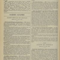 0808 - Page 796 - Actualités. Les diverses variétés d'arrachements de la tubérosité antérieure du Tibia. [M. Lance] / Sociétés savantes. Société médicale des Hôpitaux. (Séance du 25 avril 1913). Sur la vaccinothérapie antityphoïdique. MM. Sacquépée et Chevrel / Le réflexe oculo-cardiaque. MM. Loeper et Mougeot / Dextrocardie dans la sclérose pleuro-pulmonaire. M. Gaillard / Un cas de mérycisme. MM. Variot et Prunier / Ictère par rétention à la suite de sténose scléro-cicatricielle du cholédoque. MM. Brault et Grégoire / Sur les lésions du pancréas dans le diabète. M. Marcel Labbé / Société de chirurgie. (Séance du 23 avril 1913). L'occlusion intestinale au cours de la péritonite tuberculeuse. M. Broca, les observations présentées par MM. Kirmisson, Lejars