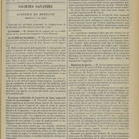0855 - Page 843 - L'opothérapie bilio-pancréatique dans les dyspepsies ; par M. L. Alquier / Sociétés savantes. Académie de médecine. (Séance du 6 mai 1913). Loi Roussel. M. Achard / Loi de 1838 sur les aliénés. M. Ballet / Variations artificielles de l'activité du tissu conjonctif à l'état de vie autonome. M. Pozzi, nouvelles expériences du Docteur Alexis Carrel. M. Carrel / Blessures de guerre. M. Lucas-Championnière