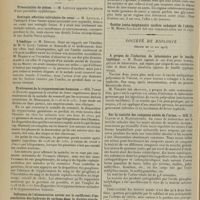 0884 - Page 874 - Sociétés savantes. Académie de médecine. (Séance du 13 mai 1913). Élection / Société médicale des Hôpitaux. (Séance du 9 mai 1913). Présentation de pièces. M. Letulle / Sextuple affection valvulaire du coeur. M. Letulle / L'émétine. M. Dopter. Dans un rapport sur l'émetine de M. G. Levy / Traitement de la trypanosomiase humaine. MM. Tanon et Dupont / Influence de l'alimentation azotée sur le coefficient d'assimilation des hydrates de carbone dans le diabète simple. MM. F. Rathery et Liénard / Ostéite juxta-épiphysaire tardive subaiguë de l'adulte. M. Morel-Lavallée / Société de biologie. (Séance du 10 mai 1913). A propos de l'infection de laboratoire par le bacille typhique. M. Haibe / Sur la toxicité des composés azotés de l'urine. MM. H. Claude et A. Blanchetière