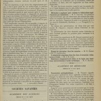 0929 - Page 921 - Actualités. La réaction d'Abderhalden et le diagnostic de la grossesse / Sociétés savantes. Académie des sciences. (Séance du 13 mai 1913). Le fluor dans l'organisme animal : squelette, cartilages, tendons. MM. Armand Gautier et P. Clausmann / Méthodes à employer pour réaliser la tuberculose expérimentale par inhalation. M. P. Chaussé / Académie de médecine. (Séance du 20 juin 1913). Vaccination antityphoïdique. M. Vincent