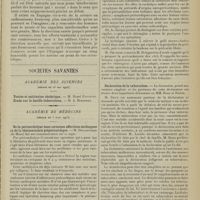 1041 - Page 1033 - Science et production scientifique en Espagne. Par Don José Casares Gil... / Sociétés savantes. Académie de médecine. (Séance du 3 juin 1913). De la péricardiolyse dans certaines affections cardiaques ou de la thoracectomie prépéricardique. M. Delagénière... / Déclaration de la tuberculose. MM. Roux et Richet