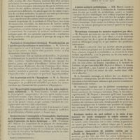 1043 - Page 1035 - Sociétés savantes. Société de biologie. (Séance du 31 mai 1913). Insuffisance galactolytique. MM. Achard et G. Desbouis / De l'exactitude de la méthode de Riva Rocci dans la mesure de la pression artérielle maxima (1re note). MM. C. Lian et L. Morel / Psoriasis et rhumatisme chronique. Transformation par l'opothérapie thyroïdienne et testiculaire. M. Léopold-Lévi / Sur le principe actif de l'hypophyse. M. A. Baudoin / Sur l'hypertrophie compensatrice du rein après néphrectomie unilatéral. M. Paul Carnot / Recherches sur l'éosinophile et l'éosinophilie. Explication de l'abaissement considérable du taux de l'éosinophilie après l'opération du kyste hydatique. MM. Weinberg et P. Séguin / Société de médecine de Paris. (Séance du 24 mai 1913). L'amino-acidurie pathologique. MM. Marcel Labbé et Bith / Thromboses veineuses du membre supérieur par effort. M. Mouchet / Paralysie tardive du nerf cubital à la suite d'une fracture du coude atteignant le codyle externe de l'humérus. M. Mouchet / Quelques observations de malades traités par la méthode de Bergonié. MM. Laquerrière et Wrytten