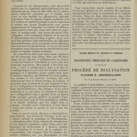 1072 - Page 1064 - Deux cas de syphilis nerveuse traités par les injections intrarachidiennes de mercure et de néosalvarsan. Par M. Paul Ravaut... / Clinique médicale de l'université de Wurzburg. Diagnostic précoce du carcinome au moyen du procédé de dialysation d'après E. Abderhalden. Par le Professeur Hermann Ludke