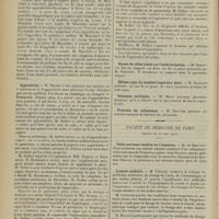1170 - Page 1162 - Sociétés savantes. Société de chirurgie. (Séance du 19 juin 1913). Luxation du genou. M. Mauclaire / Iléo-sygmoïdostomie. M. Mauclaire, à propos de la communication de M. Hartmann / Appendicite. M. Delbet / Cancer du côlon traité par l'extériorisation. M. Demoulin, sur deux cas de ce genre par M. Schwartz / Oedème aigu du membre supérieur droit. M. Rochard / Ostéomes multiples. M. Moty / Fracture du calcaneum. M. Routier / Société de médecine de Paris. (Séance du 13 juin 1913). Ostéo-sarcome récidive de l'humérus. M. de Keating-Hart / L'amino-acidurie. M. Frenkel