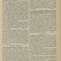 1253 - Page 1245 - Analyses. Médecine. Sur les indications du pneumothorax artificiel dans le traitement de la tuberculose pulmonaire. (Léon Bernard. Runds. f. Medizin...). [B. Gayard] / Méningite localisée postappendiculaire. (M. Chartier. L'Encéphale...). [P. Camus] / Médecine infantile. Dystrophie ostéo musculaire avec nanisme (rachitisme tardif, amyotrophie et impotence musculaire, obésité et retard des fonctions génitales). (MM. Hutinel et Harvier. Arch. de Méd. des enfants...). [B. Gayard] / L'urée dans le liquide céphalo-rachidien des nourrissons en particulier dans quelques cas d'affections gastro-intestinales accompagnées de sclérème. (MM. Nobécourt, Sevestre, Bidot. Bull. de la Soc. de pédiatrie...). [B. Gayard] / Dermatologie. Pelade et goitre exophtalmique. (R. Sabouraud. Annales de Dermatol. et Syphil...). [P. Castinel] / Neurologie. Myoclonie épileptique progressive. (MM. G. Jacquin et Marchand. L'Encéphale...). [P. camus]