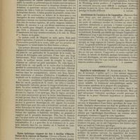 1268 - Page 1260 - Analyses. Chirurgie. Anastomose intradure-mérienne entre racines rachidiennes dans le traitement de la paralysie vésicale. (Charles H. Frazier et Charles K. Mills. Journ. Amer. med. Assoc...). [F. Gardner] / Kyste hydatique suppuré du foie à bacilles d'Eberth. Valeur de la réaction de fixation. (Cêstan et Nanta. Le Toulouse médical...). [B. Gayard] / Anastomose de l'uretère et de l'appendice. (Bernays Kennedy. Surg., gyn. and obstetrics...). [F. Gardner] / Dermatologie. Syphilis et sclérodermie. (E. Jeanselme et A. Touraine. Soc. de dermatol...). [L. Gayard] / Neurologie. Recherches sur l'hypophyse des psychopathes. (MM. Laignel-Lavastine et V. Jonnesco. L'Enchéphale...). [P. Camus]