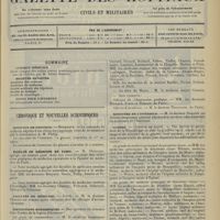 1301 - Page 1293 - Sommaire / Chronique et nouvelles scientifiques. Hôpitaux de Province / Faculté de médecine de Paris / Facultés de médecine / Distinctions honorifiques / Ministère de l'intérieur / Guerre. (Voir la suite, p. 1300)