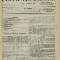 1385 - Page 1377 - Sommaire / Chronique et nouvelles scientifiques. Hôpitaux de Paris / Facultés de médecine / Écoles de médecine / Le museau de boeuf et le conseil d'hygiène / Erratum / Renseignements