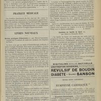 1405 - Page 1397 - Variétés. La lèpre dans les colonies françaises / Pratique médicale / Livres nouveaux. Notions pratiques d'électricité, par Marcel Lermoyez... [G. Legros] / Le diabète arthritique. Sa cause. Son traitement, par le Docteur Albert Veillard... [M. Brelet] / Synthèse du bacille de Koch, par Albert et Alexandre Mary. [B. Gayard] / Notes pour l'internat. Symphyse cardiaque