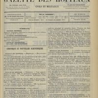 1493 - Page 1485 - Sommaire / Chronique et nouvelles scientifiques. Hôpitaux de Province / Faculté de médecine / Distinctions honorifiques / Médaille des épidémies / L'influence de l'alcool sur les générations futures / Les léproseries de la Nouvelle-Calédonie / Nécrologie