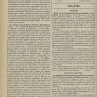 1680 - Page 1672 - XVIIIe Congrès international de médecine. Tenu à Londres, du 6 au 12 août 1913. Section de psychiatrie. Les démences des syphilitiques (observations personnelles inédites). Etiologie et pathogénie de la paralysie générale. M. A. Marie... / Le nucléinate de soude dans le traitement de la démence précoce. M. J. Donath... (A suivre) / Analyses. Médecine. Etude sur les syndromes ictériques. Pathogénie et classification. (Henri Gauvenet. Th. de Bordeaux...). [M. Brelet] / Médecine infantile. De quelques particularités de l'érysipèle du nouveau-né. Forme clinique avec signe d'insuffisance surrénale. (Lesné et Françon. La Pédiatrie pratique...). [B. Gayard] / Sur les modifications histologiques des tissus de l'utérus sous l'action de l'utéramine, un principe actif de l'ergot. (James Burmann. Runds. f. Med...). [B. Gayard]