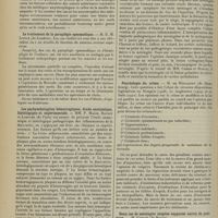 1708 - Page 1700 - XVIIe Congrès international de médecine. Tenu à Londres, du 6 au 12 août 1913. Section de neuropathologie. Remarques anatomo-pathologiques et pathogéniques sur les amyotrophies des tabétiques. M. Barré... / Le traitement de la paraplégie spasmodique. M. E. M. Little... / Les pachyméningites hémorragiques, étude anatomique, histologique et expérimentale. MM. P. Marie, Roussy et Laroche... / Cavités médullaires et méningites cervicales (étude expérimentale). MM. Camus et Roussy... / Psychologie du crime. M. de Weygandt... / Lésions labyrinthiques expérimentales ; vertige voltaïque. MM. J. Babinski, Vincent et Barré
