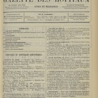1749 - Page 1741 - Sommaire / Chronique et nouvelles scientifiques. Hôpitaux de Paris / Hôpitaux de Province / Conseil supérieur d'hygiène / Collège de France / Distinctions honorifiques / École dentaire de Lyon / Contre l'alcoolisme / Nécrologie / Renseignements