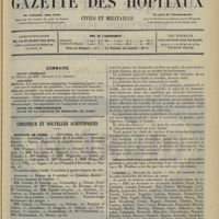 1809 - Page 1801 - Sommaire / Chronique et nouvelles scientifiques. Hôpitaux de Paris / Association française de chirurgie / Guerre / Renseignements