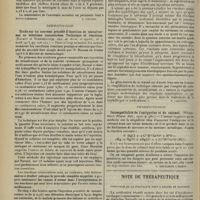 1822 - Page 1814 - Analyses. Médecine infantile. La forme somnolente de l'azotémie du nourrisson. Son diagnostic avec la méningite tuberculeuse. (Nobécourt et Maillet. Soc. de péd...). [B. Gayard] / Dermatologie. Etude sur un nouveau procédé d'injection de néosalvarsan en solutions concentrées. Technique et réactions. (Ravaut et Scheikevitch. Ann. de derm. et syphil...). [P. Gastinel] / Pharmacologie. Incompatibilité de l'antipyrine et du calomel. (Weidenoff. Pharm. Zeit...). [A. Gaullieur L'Hardy] / Note de thérapeutique. Posologie de la digitaline dans l'angine de poitrine