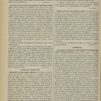 1852 - Page 1844 - Analyses. Médecine. Les méningococcémies. Septicémies méningococciques. (S. Portret. Thèse de Paris...). [M. Brelet] / Les abcès du foie dans la dysenterie amibienne autochtone. (Cade, Thévenot et Roubier. Arch. des mal. de l'app. dig...). [B. Gayard] / Médecine infantile. Myopathie du type Leyden-Moebius. (H. Grenet et Rousselot. Soc. de péd...). [B. Gayard] / Exposé d'un cas de diabète infantile. (P. Merklen. Soc. de péd...). [B. Gayard] / Chirurgie. La première résection du tiers moyen de l'oesophage pour cancer suivie de guérison. (Franz Torek. Journ. Amer. Med. Assoc...). [F. Gardner]