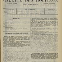 1857 - Page 1849 - Sommaire / Chronique et nouvelles scientifiques. Hôpitaux de Paris / École du service de santé militaire / La loi Roussel et son application en 1910 / Les accidents du travail en 1912 au tribunal de la Seine / La création de dispensaires antituberculeux / Renseignements