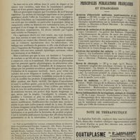 1896 - Page 1888 - Pratique médicale. Comment il faut comprendre le traitement de la toux. Par M. Tossiet / Articles originaux des principales publications françaises et étrangères. Archives d'électricité médicales, expérimentales et cliniques / Archives de médecine et de pharmacie militaires / Archives des maladies des enfants / Revue de chirurgie / Revue de médecine / Revue hebdomadaire de laryngologie, otologie et rhinologie / Note de thérapeutique