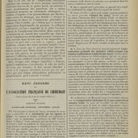 1911 - Page 1903 - Le pronostic de l'emphysème généralisé de l'enfant ; par M. Lucien Rivet... / XXVIe Congrès de l'association française de chirurgie. Tenu à Paris du 6 au 11 octobre 1913. Questions diverses. Pathologie générale. Anesthésie. Cancer. MM. Barthélemy et Gross : Stérilisation par les vapeurs de formol / M. Sorel : Asepsie des mains / M. A. Ceci : Autonomisation graduelle des lambeaux cellulo-cutanés très étendus et pédiculés ou à pédicule peu nourri / M. de Martigny : Transplantation hétérogène de la peau conservée en chambre froide / M. Le Dentu : Sur les embolies pulmonaires non septiques consécutives aux interventions sanglantes sur les ventes variqueuses