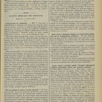 1915 - Page 1907 - Sociétés savantes. Académie de médecine. (Séance du 21 octobre 1913). A quel mal a succombé Pascal. M. Cabanes / Société médicale des Hôpitaux. (Séance du 17 octobre 1913). Actinomycose du sphénoïde. MM. L. Galliard et Pierre Masson / Névrite optique au cours d'un état méningé. M. Georges Guillain / Deux cas « guérison clinique » de tuberculose pulmonaire par le pneumothorax artificiel. M. Léon Bernard / Ataxie aiguë à guérison rapide. Précipité albumineux d'origine cytolytique obtenu par ponction lombaire. M. Pierre Merle (d'Amien) / Vaccinothérapie de la fièvre typhoïde chez l'enfant. M. P. Emile-Weil