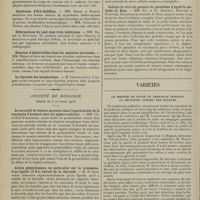 2060 - Page 2052 - Sociétés savantes. Société de neurologie. (Séance du 6 novembre 1913). Syndrome de Brown-Séquard par balle de revolver. M. Jumentié / Syndrome d'Erb-Goldflam. MM. Marie et Robert / Déformations du pied chez trois tabétiques. MM. Marie et Bouttier / Réaction d'Abderhalden dans les maladies nerveuses. MM. Marie et Léri / La thyroïde des basedowiens. M. Léopold-Lévi / Société de biologie. (Séance du 8 novembre 1913). Le correctif de tension moyenne dans l'appréciation de la constante d'Ambard chez les néphro-scléreux. MM. Ch. et Noël Fiessinger / Action physiologique, en particulier sur la croissance, d'un lipoïde (II B a) extrait de la thyroïde. M. H. Iscovesco / Structure des capsules surrénales accessoires chez le lapin. MM. Mulon et Porak / Culture in vitro du parasite du paludisme d'après la méthode de Bass. MM. Ed. et Et. Sergent, Béguier et Plantier / Variétés. Le service de santé en campagne pendant la deuxième guerre des balkans