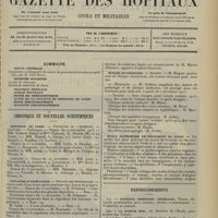 2065 - Page 2057 - Sommaire / Chronique et nouvelles scientifiques. Hôpitaux de Paris / Concours d'agrégation / Facultés de médecine / Écoles de médecine / École supérieure de pharmacie de Paris / Renseignements