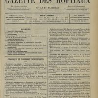 2081 - Page 2073 - Sommaire / Chronique et nouvelles scientifiques. Hôpitaux de Paris / Hôpitaux de Province / Concours d'agrégation / Facultés de médecine / Le monument du Professeur Dieulafoy / Les médecins humanistes / Union fédérative des médecins de réserve et de territoriale