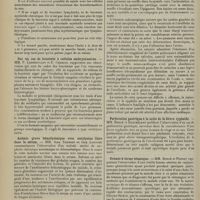 2090 - Page 2082 - Sociétés savantes. Société médicale des Hôpitaux. (Séance du 14 novembre 1913). Leucémie embryonnaire subaiguë avec autopsie. Traitement ultime par le benzol. MM. Laignel-Lavastine et Pruvost / Sur un cas de leucémie à cellules embryonnaires. MM. P. Lereboullet et E. Chabrol / Anémie grave hémolysinique avec autolysine libre dans le sérum. MM. Jean Troisier et Guy Laroche / Sur un cas de cyanose congénitale chez une adulte ; importance diagnostique de la radioscopie et de la phlébographie. MM. E. Barié, Ch. Laubry et G. de Lamothe / Perforation gastrique à la suite de la fièvre typhoïde. MM. Bergé et Barthélemy / Urémie à forme tétanique. MM. Bergé et Pernet