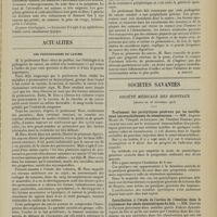 2183 - Page 2175 - Deux cas d'épithélioma de la lèvre inférieure chez des femmes indigènes. Par M. J. Brault / Actualités. Les protozoaires du cancer. [M. Brelet] / Sociétés savantes. Société médicale des Hôpitaux. (Séance du 28 novembre 1913). Traitement des paralytiques généraux par les instillations intrarachidiennes de néosalvarsan. MM. Auguste Marie... et Levaditi... / Contribution à l'étude de l'action de l'émétine dans le traitement des abcès dysentériques du foie. MM. Dopter et Pauron
