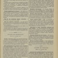 2251 - Page 2243 - Sociétés savantes. Académie de médecine. (Séance du 9 décembre 1913). La loi sur la vaccination est-elle appliquée? M. Camus / Sinalgie propeladique du trijumeau. M. Jacquet / Essai sur des membranes lipoïdes artificielles. M. Fourneau / Vente des substances vénéneuses. M. Lucet / Société de neurologie. (Séance du 4 décembre 1913). Troubles radiculaires après une commotion électrique. M. Robert / Etude expérimentale sur les relations entre l'hypophyse et les organes génitaux. MM. Camus et Roussy / Sur un cas de syndrome bulbaire. MM. Dufour et Thiers / Compression très accentuée de la moelle. Réflexes cutanés de défense exagérés. Absence d'incontinence sphinctérienne. M. Souques / Myasthénie bulbo-spinale. M. Souques / Dysostose cléido-Claviculaire. MM. Crouzon et Chatelin / Tumeur cérébrale opérée. MM. de Lapersonne et Velter / Tuberculose du rocher. Compression unilatérale des nerfs crâniens. M. Chatelin / Paralysies multiples des nerfs crâniens. M. Chatelin / Election de membres titulaires / Société de biologie. (Séance du 6 décembre 1913). Application de la méthode de Grimbert à l'étude de l'acidité urinaire chez les tuberculeux. MM. H. Labbé et G. Vitry / Sur les propriétés d'un lipoïde (II B d) extrait de la partie corticale des capsules surrénales. M. H. Iscovesco