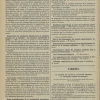 2252 - Page 2244 - Sociétés savantes. Société de biologie. (Séance du 6 décembre 1913). Sur les propriétés d'un lipoïde (II B d) extrait de la partie corticale des capsules surrénales. M. H. Iscovesco / Dissociation des substances hémolysantes et antihémolytiques par la méthode « des hématies sensibilisées et lavées ». MM. A. Gilbert, E. Chabrol et Henri Bénard / Interruption temporaire de la circulation dans les deux veines rénales. MM. L. Morel, E. Papin et H. Verliac / Bases expérimentales de la sérothérapie antigonococcique. MM. R. Debré et J. Parof / Bacillémie tuberculeuse au cours de l'infection expérimentale du cobaye. MM. Massol et Breton / Variétés. Le service de santé en campagne pendant la deuxième guerre balkanique. Seconde conférence de M. le Professeur agrégé Reverchon... [A. Gaullieur L'Hardy]