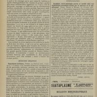 2286 - Page 2278 - Analyses. Médecine. De la réunion bout à bout de nerfs différents et des anastomoses nerveuses. (A. Pitres. Journ. de méd. de Bordeaux et de la région du sud-ouest...) / Technique de la recherche du bacille de Koch dans les urines ; avantages de l'emploi d'un sérum agglutinant. (Lucas. Journ. des Sc. méd. de Lille...) / Médecine infantile. Pancréatite ourlienne. (Timbal. Le Toulouse méd...) / Syphiligraphie. Accidents neuro-méningés graves et tardifs chez une syphilitique secondaire traitée par le mercure et le néosalvarsan. (Vedel, Roger et Baumel. La Province méd...). [Stephen Chauvet] / Bulletin bibliographique
