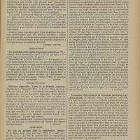 2333 - Page 2325 - Analyses. Médecine. Note sur l'évolution gastrique consécutive à la bactériothérapie intraveineuse antityphique. Hypothermie du surlendemain. (Le Blaye... Arch. méd.-chir. de province...). [Stephen Chauvet] / Neurologie. Sur quelques petits signes des parésies organiques. (Mingazzini. Revue neurologique...). [L. Alquier] / Dermatologie. Urticaire pigmentée. Etude de la formule sanguine. (Jeanselme et Touraine. Bull. de la Soc. franç. de derm...). [L. Gayard] / Chirurgie. Du rôle du périoste dans la régénération osseuse. (S.-L. Haas. Surg., Gyn. and obst...). [F. Gardner] / Traitement chirurgical de la thrombose pelvienne d'origine septique. (H. Jellett. Surg. Gyn. and obst...). [F. Gardner]