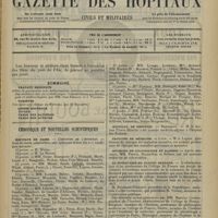 2353 - Page 2345 - Sommaire / Chronique et nouvelles scientifiques. Hôpitaux de Paris / Hôpitaux de Province / Facultés de médecine / Médecins de colonisation en Algérie / Le centenaire de Claude Bernard