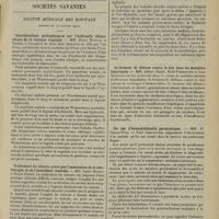 0133 - Page 123 - Actualités. Le traitement de l'éclampsie par l'insufflation d'air dans les seins. [M. Delestre] / Sociétés savantes. Société médicale des hôpitaux. (Séance du 14 janvier 1914). Considérations pathogéniques sur l'hydrocèle idiopathique de la tunique vaginale. MM. Henri Dufour et Thiers / Traitement du tétanos grave par l'association de la sérothérapie et de l'anesthésie centrale. MM. Louis Martin et Henri Darré / Statistique de la diphtérie à l'Hôpital Hérold en 1911 et 1912. MM. Barbier et Aine / Le ferment de défense contre le foie dans les maladies hépatiques. MM. Albert Robin, Noël Fiessinger et Jean Broussolle / Un cas d'hémoglobinurie paroxystique. MM. P. Emile-Weil et Paul Chevallier