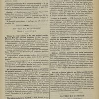 0243 - Page 233 - Sociétés savantes. Académie de médecine. (Séance du 3 février 1914). Des mesures à prendre contre la lèpre. M. Gaucher / Les membres associés libres. M. Lereboullet / Traitement opératoire de la cataracte zonulaire. M. de Lapersonne / Election / Société de neurologie. (Séance du 29 janvier 1914). Gliome du corps calleux et du lobe pariétal gauche. Apraxie. Mort par ponction lombaire. MM. Laignel-Lavastine et Lévy-Valensi / Sur les dégénérescences secondaires dans un cas de lésion de la moelle cervicale. M. Long / Thyroïde et maladie de Basedow. MM. Roussy et Glunet / Tumeur de la moelle. Localisation par les limites de l'anesthésie et des réflexes cutanés de défense. MM. Babinski et Barré / Tumeur de la moelle. MM. Caussade, Barré et Joltrain / Etudes sur coupes sériées d'un cas d'hémianopsie avec réaction de Wernicke. MM. Déjerine et Jumentié / Sclérose combinée, syndrome des fibres radiculaires longues / Deux cas d'apraxie idéatoire par lésion pariéto-temporale. MM. Marie et Foix / Société de biologie. (Séance du 31 janvier 1914). Traitement de la paralysie générale par des injections de sérum sous la dure-mère cérébrale. MM. Levaditi, A. Marie et de Martel