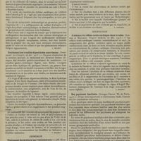 0275 - Page 265 - Analyses. Médecine infantile. Prophylaxie et traitement des cardiopathies fonctionnelles chez les enfants (Nobécourt. Journ. de méd. de Paris...) [J. Milhit] / Traitement des troubles digestifs des nourrissons. (Nobécourt. La Clinique...) [J. Milhit] / Chirurgie. Traitement des brûlures par l'héliothérapie. (M. Oeconomos. Soc. des sc. méd. de Montpellier...) [L. Gayard] / Neurologie. L'absence du réflexe oculo-cardiaque dans le tabes. (Loeper et Mougeot. Progrès médical...) [J. Milhit] / Des psychoses familiales. (Georges Demay. Th. de Paris...) [P. Camus]