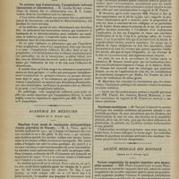 0292 - Page 282 - Sociétés savantes. Académie des sciences. (Séance du 2 février 1914). Un nouveau type d'anaphylaxie. L'anaphylaxie indirecte (leucocytose et chloroforme). M. Charles Richet, en collaboration avec M. P. Lassablière / Académie de médecine. (Séance du 10 février 1914). Résultats d'une année de vaccination antityphoïdique (vaccin polyvalent de Vincent). M. A. Vidal / La vente des substances médicamenteuses dangereuses. M. Lucet / Loi d'assistance des femmes enceintes. M. Guéniot à propos du rapport de M. Pinard / Psychoses cocaïniques. M. Vallon / Société médicale des hôpitaux. (Séance du 6 février 1914). Varices congénitales du membre supérieur avec dystrophies osseuses. MM. Pierre Lereboullet et Louis Petit