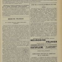 0295 - Page 285 - Sociétés savantes. Société de biologie. (Séance du 7 février 1914). Modifications des ganglions lymphatiques à la suite du jeûne. M. J. Jolly / Comparaison des divers modes d'immunisation pour la production de l'antiprésure. M. A. Briot / Contribution à l'étude du mécanisme de la stérilisation par les liquides anesthésiques (éthéro-exosmoses). M. L. Camus / Médecine pratique. De l'adonis vernalis comme médicament cardiaque / Note de thérapeutique. Posologie de la digitaline par l'hyposystolie / Actes de la Faculté de médecine de Paris. Thèses / Notes pour l'internat. Complications rénales et surrénales de la scarlatine