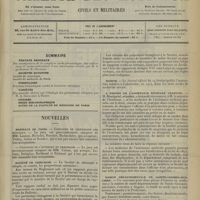0347 - Page 337 - Sommaire / Nouvelles. Hôpitaux de Paris / Société de chirurgie / Marine / A propos de l'assistance médicale gratuite / Maison départementale de Sainte-Gemmes-sur-Loire / Nécrologie