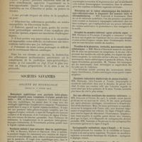 0358 - Page 348 - Des conséquences de la symphyse cardo-péricardique des indications et contre-indications d'une intervention directe ; par le Professeur E. Delorme... / Sociétés savantes. Société de neurologie. (Séance du 12 février 1914). Hémiplégie syphilitique avec paralysie labio-glossolaryngée complète mais transitoire d'origine pseudo-bulbaire. MM. de Massary et Chatelin / Paralysie radiale à type saturnin chez un syphilitique. MM. de Massary, Bardon et Chatelin / Syndrome de Brown-Séquard incomplet par lésion unilatérale de la moelle. MM. Claude et Rouillard / Discussion sur la valeur séméiologique des douleurs à type radiculaire dans le diagnostic des tumeurs intra ou extraméduilaires. MM. Jumentié et Ackermann / Atrophie du membre inférieur après arthrite aiguë. MM. Déjerine et Pélissier / Troubles de la phonation, torticolis, mouvements choréo-athétosiques. MM. Meige et Chatelin / Paralysie radiculaire obstétricale du plexus brachial. MM. Bonnaire, Lévi-Valensi et Vignes / Sur une affection mutilante des membres inférieurs. MM. Guillain et Dubois / Syringomyélie unilatérale, signe d'Argyll. M. Cerise / Micropsie et lésions organiques. M. Déjarine / Monoplégie brachiale corticale. M. Thomas et Mme Long