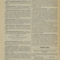 0359 - Page 349 - Sociétés savantes. Société de neurologie. (Séance du 12 février 1914). Monoplégie brachiale corticale. M. Thomas et Mme Long / Valeur des ponctions à différentes hauteurs dans les compressions de la moelle. M. Foix / Troubles cérébello-spasmodiques consécutifs à la typhoïde. M. Bouthier / Sciatique radiculaire. M. Pélissier / Paralysie du plexus brachial par luxation de l'épaule. MM. Déjerine et Krebs / Syndrome thalamique. MM. Déjerine et Salès / Greffe cutanée après ablation d'une grosse tumeur du crâne. M. de Martel / Dissociation des sensibilités dans le tabes. M. Souques / Société de médecine de Paris. (Séance du 13 février 1914). Entorse juxta-épiphysaire du radius. M. Mouchet / Os surnuméraires du pied. M. Mouchet / Hanche à ressaut. M. Mouchet / La minéralisation de l'aliment. M. Lematte / Hydrorrhée. Accouchement avant terme. M. Smester / De la lutte contre la tuberculose. M. Guelpa, M. Gastou / De l'emploi du sérum antigonococcique de Nicolle. M. Roulland / Formulaire. Frictions balsamiques contre la bronchite chronique (Hirtz. Revue int. de méd. et de chir.)