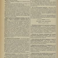 0542 - Page 538 - Sociétés savantes. Académie de médecine. (Séance du 17 mars 1914). La vaccination antityphoïde et le projet de loi visant l'obligation de cette vaccination dans l'armée. M. Chantemesse, sur une communication de M. Vincent / Maladie de Dercum à localisations multiples, avec infiltrations massives et hyperplasies mammaires chez un adulte. MM. H. Hallopeau et François Dainville / La réforme de la loi sur les aliénés. M. Strauss / Chlorhydrate d'émétine. M. Maurel... / Sur un cas de torticolis congénital. M. Picqué / Société de biologie. (Séance du 14 mars 1914). Phénomènes circulatoires et respiratoires, produits par la compression oculaire. M. Petzetakis / Recherches sur l'anatomie pathologique de l'atrophie spasmodique congénitale du nourrisson. MM. Lesage et Cléret / Action atténuante des lipoïdes hépatiques à l'égard du staphylocoque pyogène blanc. M. Tilmont / Adaptation du suc gastrique à la coagulation et à la digestion du lait chez les nourrissons. M. L. Gaucher / Rapports inverses des quantités d'eau et de corps gras contenues dans l'organisme. Conséquences pratiques. MM. Fage et Legendre
