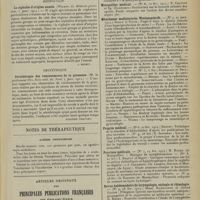 0545 - Page 541 - Analyses. Médecine infantile. Le kala-azar infantile ; leishmaniose splénique infantile. (Lagane. Le Nourrisson...) [J. Milhit] / Rhinologie. La céphalée d'origine nasale. (Wicart. Le Médecin praticien...) [J. Milhit] / Obstétrique. Sérothérapie des vomissements de la grossesse. (M. le Professeur Oui. Echo méd. du Nord...) [Stephen Chauvet] / Notes de thérapeutique. Anémie pernicieuse / Articles originaux des principales publications françaises et étrangères. Journal de médecine de Bordeaux / Journal de médecine et de chirurgie pratiques / Journal-médical français / Montpellier médical / Münchener medizinische Wochenschrift / Progrès médical / Province médicale / Revue hebdomadaire de laryngologie, otologie et rhinologie