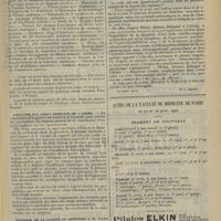 0599 - Page 595 - Nouvelles. Guerre / L'enquête sur l'état sanitaire de l'armée / Hommage de la société de chirurgie à M. Jules Boeckel... / Correspondance. A propos de l'asthme essentiel. [Dr J. Galup] / Actes de la Faculté de médecine de Paris du 20 au 25 avril 1914. Examens de doctorat